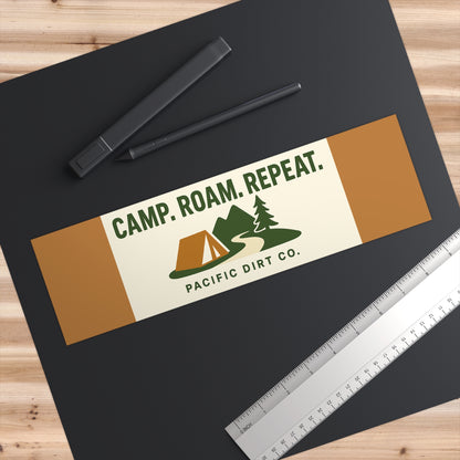Camp. Roam. Repeat. Bumper Stickers
